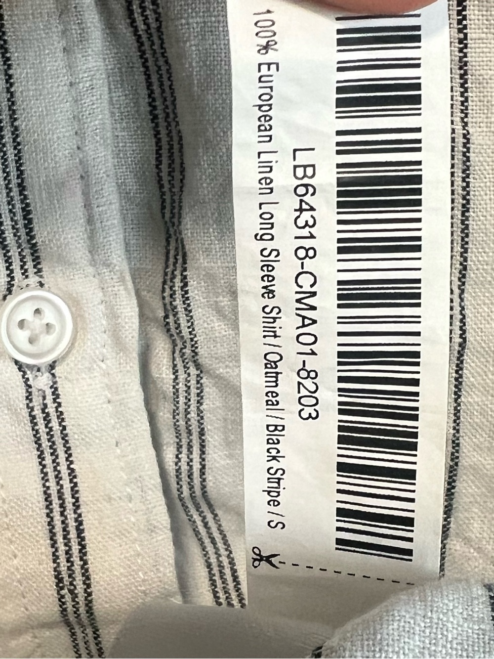 Quince 100% European Linen Long Sleeve Shit Cameal/ Black Stipe Size Small - Picture 8 of 8